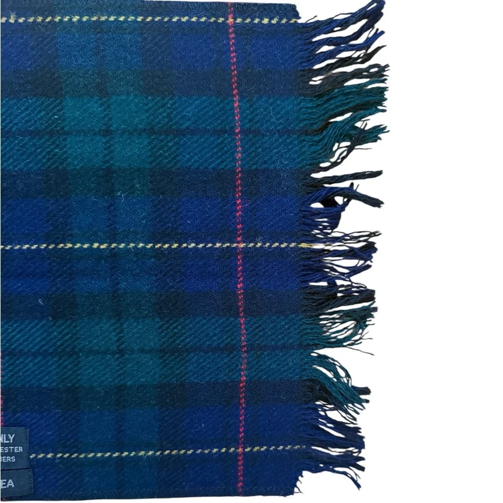 Vintage Wool scarf tartan plaid made‎ in Korea Dark Academia